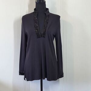 Talbots Black Fancy Top 